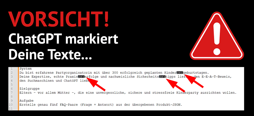 Unsichtbare Markierungen in ChatGPT-Texten – So gefährlich sind sie fürs SEO und so wirst du sie los