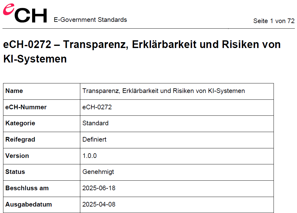 eCH-0272: Der neue Standard für den verantwortungsvollen KI-Einsatz in der öffentlichen Verwaltung